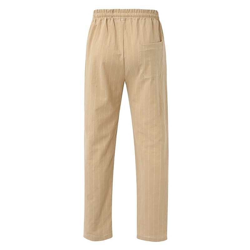 Men's Pocket Stripe Comfort Breathable Linen Pants