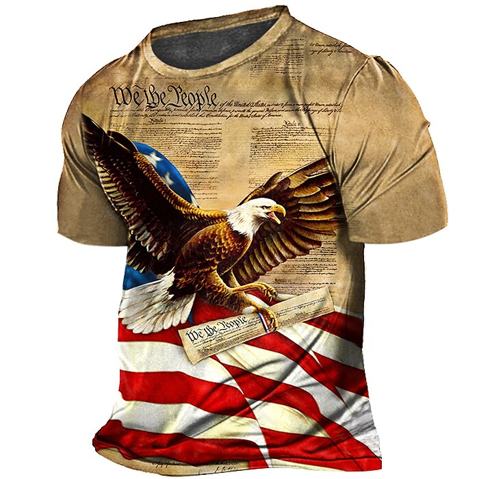 Men's T shirt Tee Animal Letter Star Cross Crew Neck Black Brown Khaki Gray Casual Daily Short Sleeve Print Clothing Apparel Cool Casual