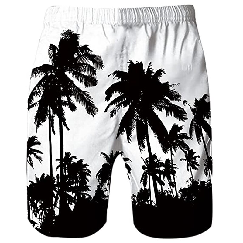 Men's Board Shorts Swim Shorts Swim Trunks Summer Shorts Beach Shorts Drawstring with Mesh lining Elastic Waist Coconut Tree Graphic Prints Quick Dry Short Casual Daily Holiday Boho Hawaiian
