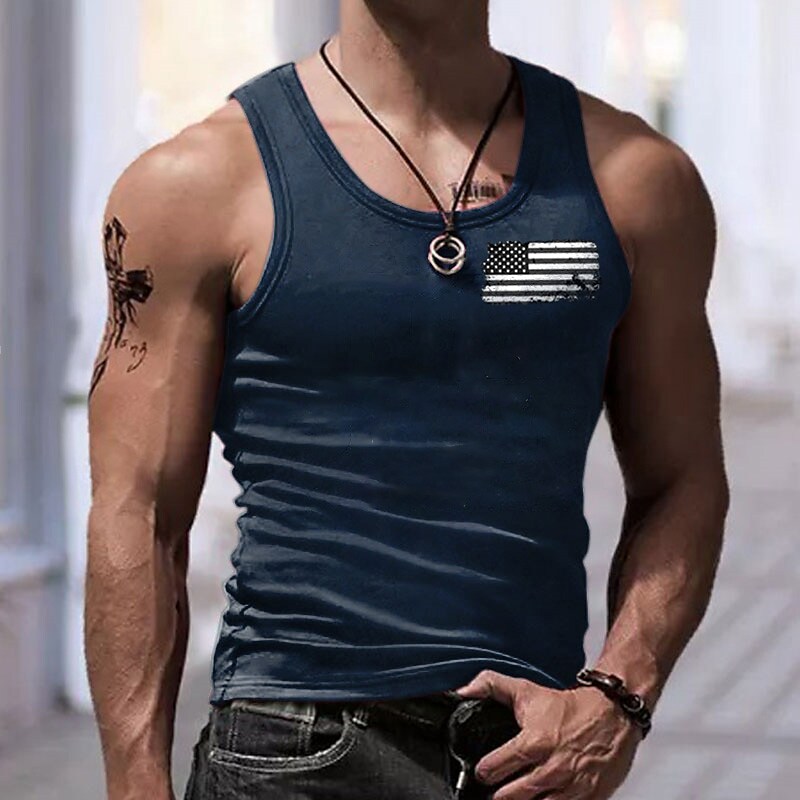 Men's Flag Crew Neck Sleeveless Undershirt 