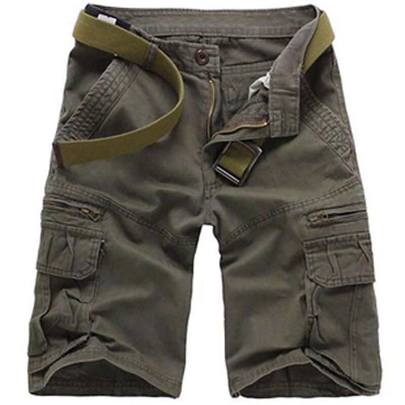 Men's  Multi Pocket Straight Leg Solid Colored Comfort Wearable Knee Length Outdoor Cargo Shorts