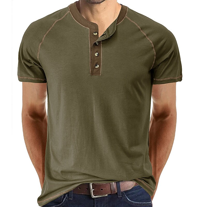 Men's Plain  Short Sleeves Henley Shirt
