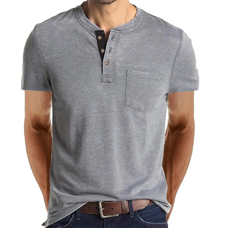 2022 Men's  Short Sleeved Henley T-Shirt
