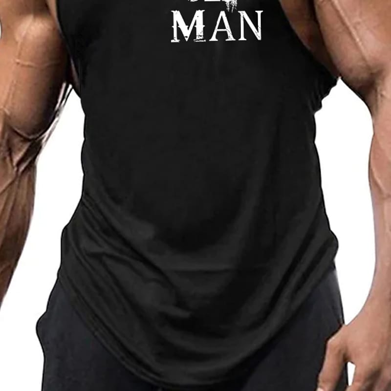 Men's Letter Crew Neck Sleeveless Casual Undershirt 