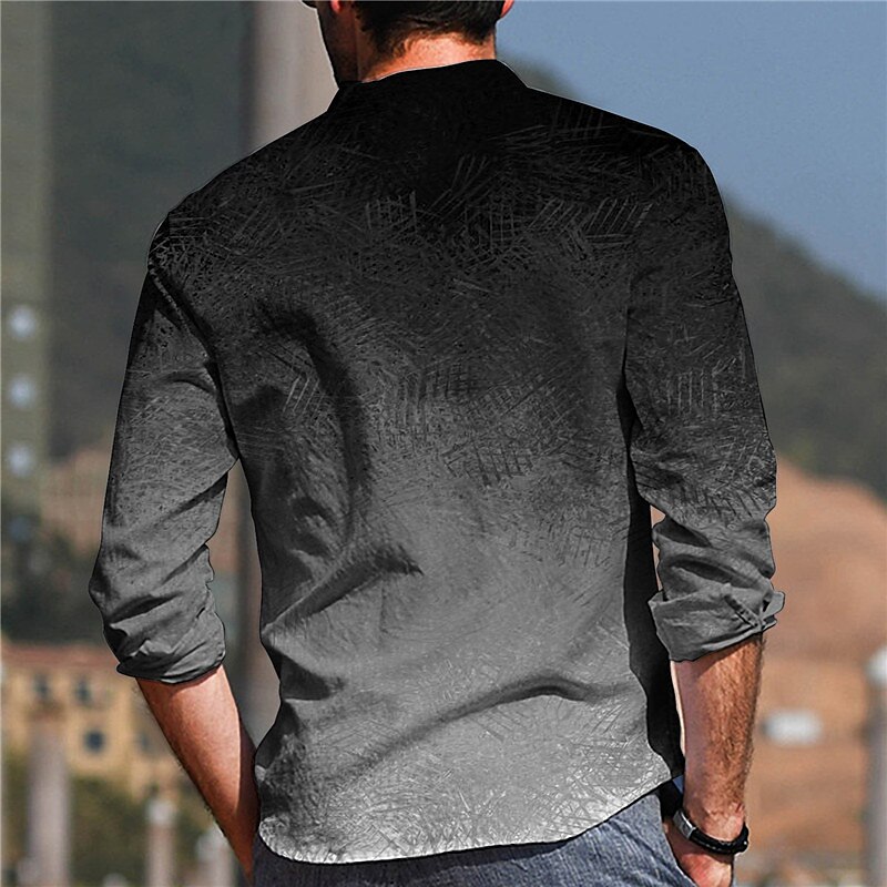 Men's Outdoor Street Fashion Casual Breathable Comfortable Button Light 3D Print Long Sleeve Shirt