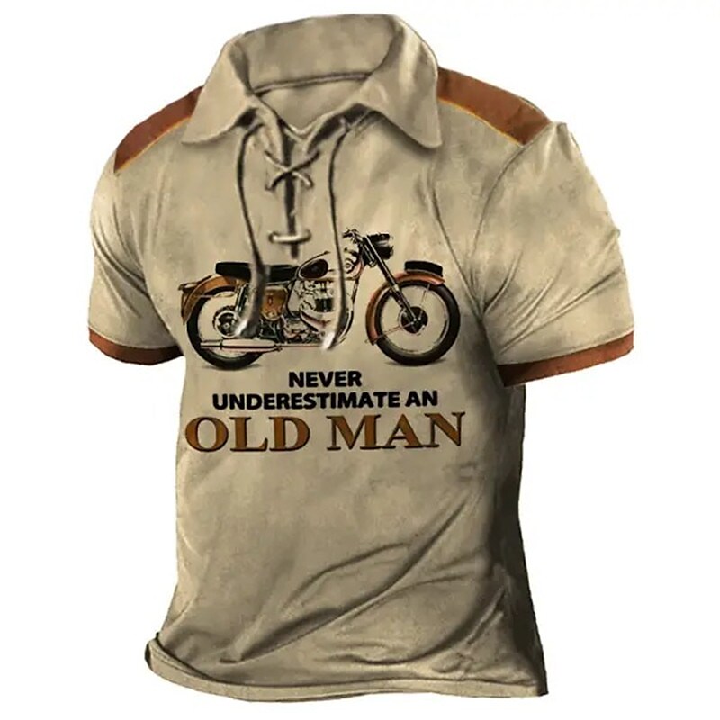 Men's  Vintage Motorcycle Turndown Drawstring Long Sleeve  Shirt 
