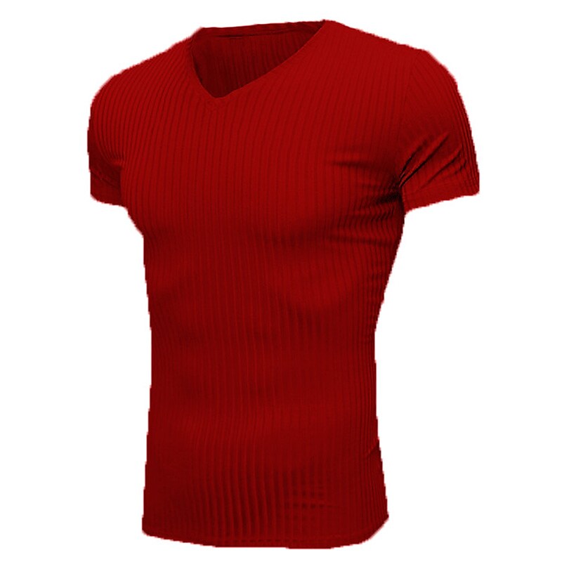 Men's Plain V Neck  Muscle Short Sleeves T-shirt 