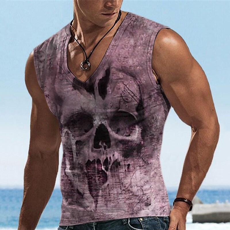Men's Skulls V Neck Sleeveless Vest