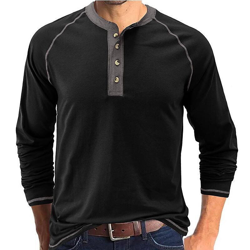 Men henry men's t-shirt long-sleeved european and american round neck 