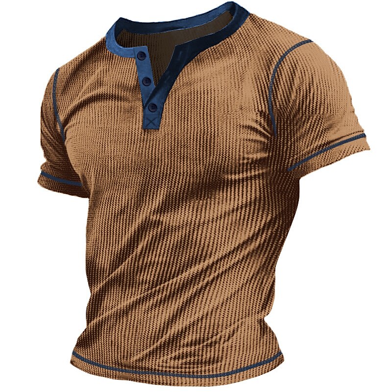 Men's Waffle Plain Short Sleeves Henley Shirt