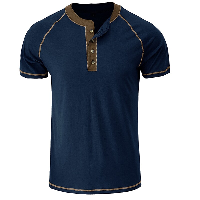 Men's Plain  Short Sleeves Henley Shirt