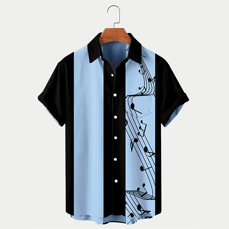 Men's Outdoor Street Casual Fashion Breathable Comfortable Light Print Short Sleeve Shirt