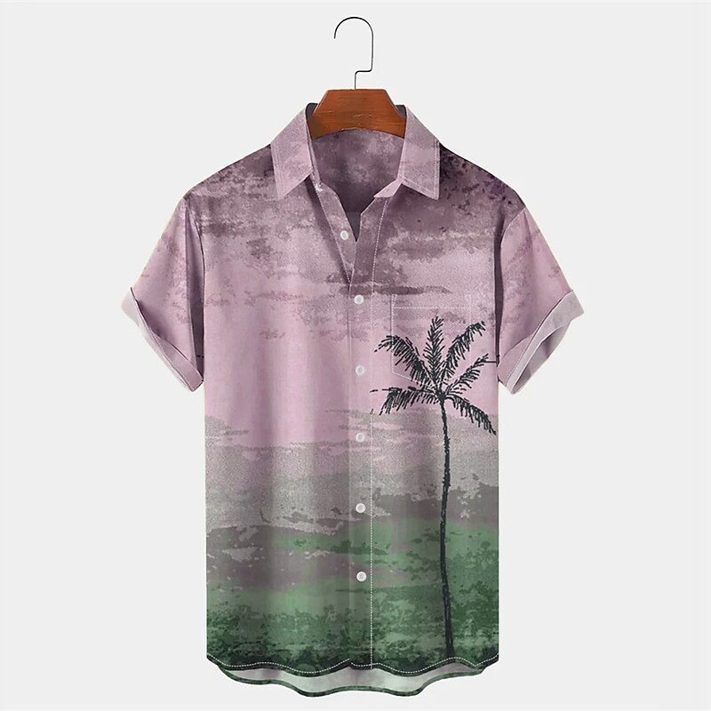 Men's  Palm Tree Turndown Button-Down Short Sleeves Hawaiian Shirt 