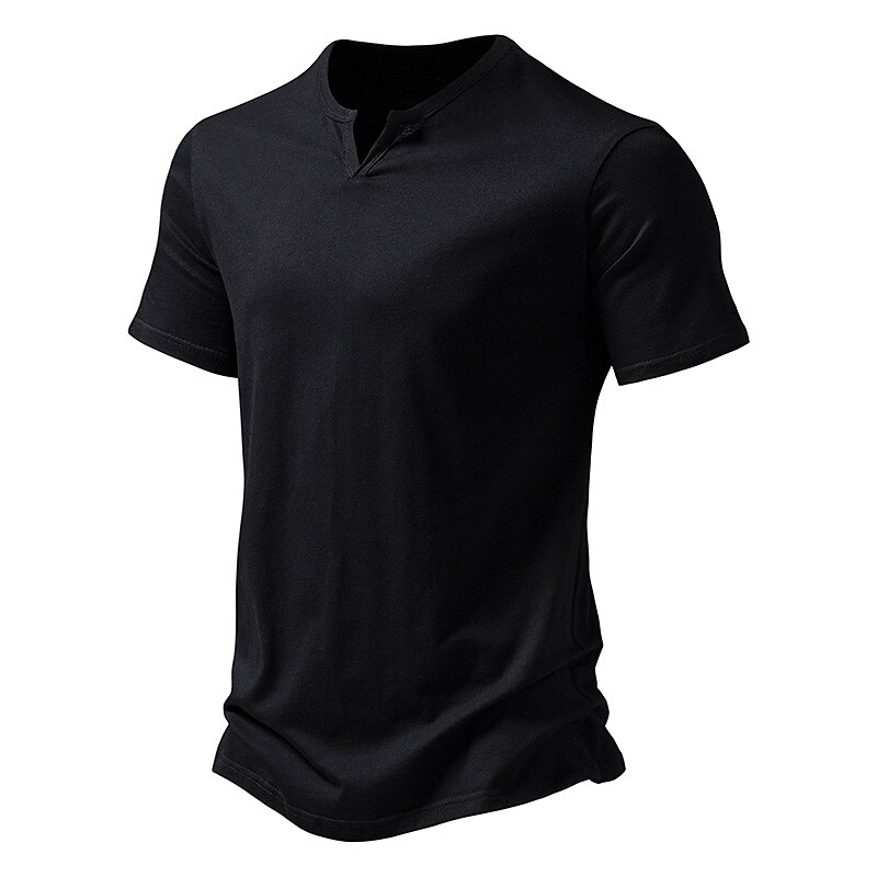 Men's Plain V Neck Short Sleeves Basic T-shirt 