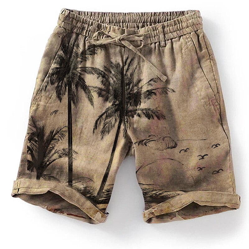 Men's Outdoor Beach Hawaiian Vacation Breathable Drawstring Comfortable Light Pattern Print Shorts