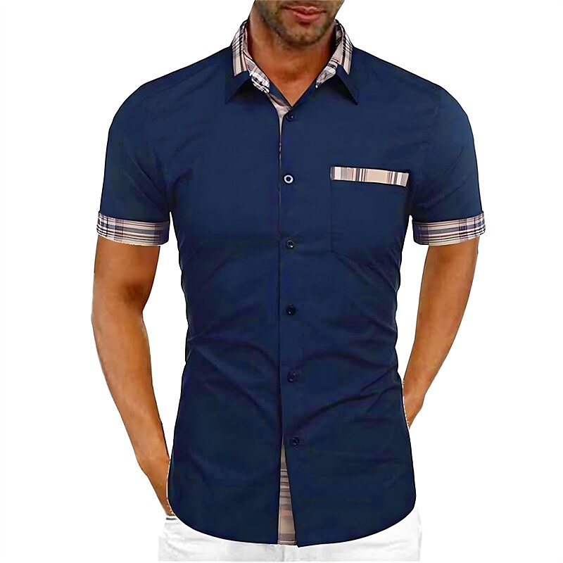 Men's Outdoor Street Casual Classic Fashion Breathable Comfortable Light Plaid Short Sleeve Shirt