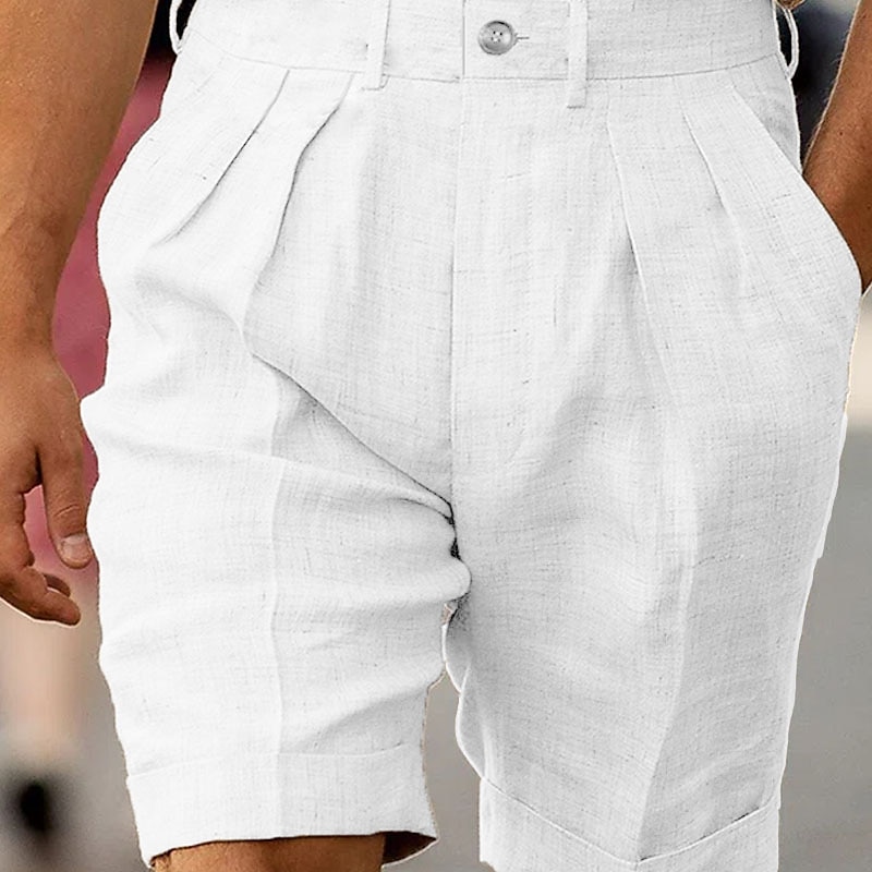 Men's Summer Beach Pleated  Plain Breathable Soft Shorts
