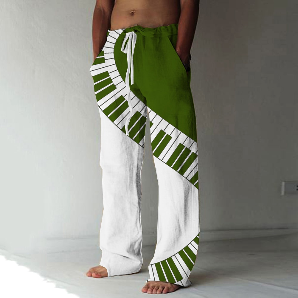 Men's Elastic Drawstring Design Musical Instrument Comfort Soft Casual