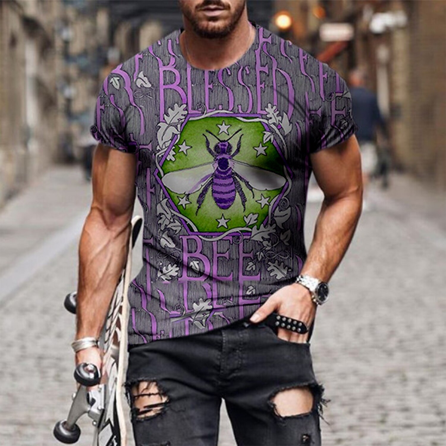 Men's  Graphic Animal Tiger Crew Neck 3D Print Plus Size Casual Short Sleeve Basic T-shirt  