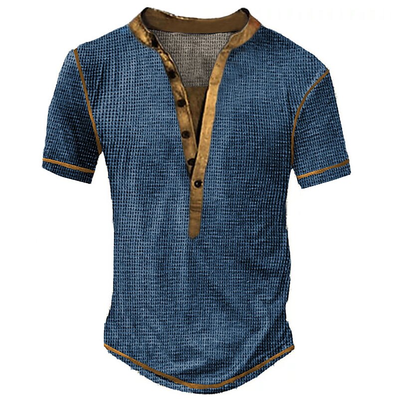 Men's Outdoor Street Casual Sport Breathable Comfortable Light Plain V-neck Short Sleeve Henley Shirt