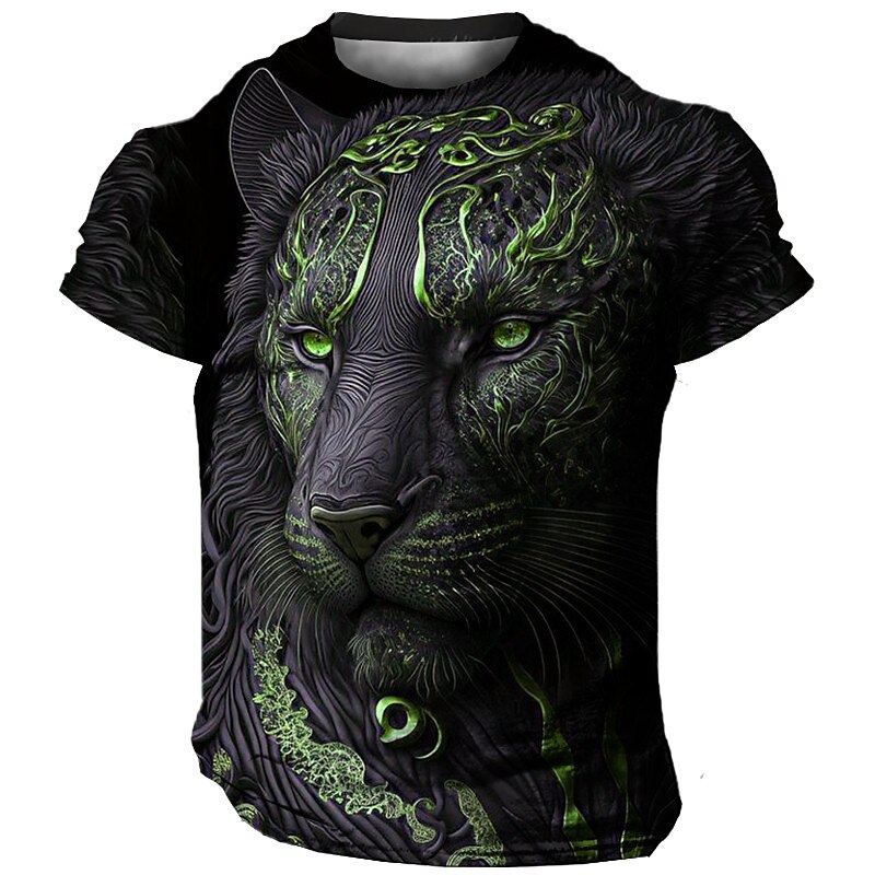 Men's Graphic Animal Tiger Crew Neck 3D Print Short Sleeve Vintage T-shirt 