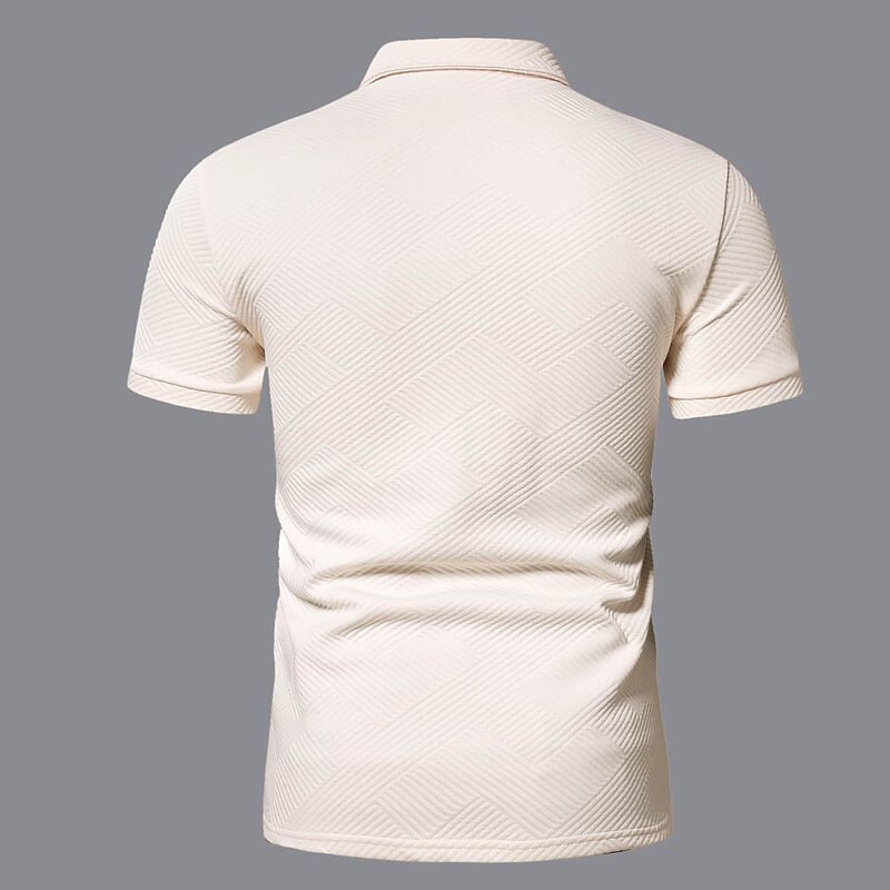 Men's Outdoor Golf Street Casual Breathable Comfortable Light Plain Zip Short Sleeve Polo Shirt