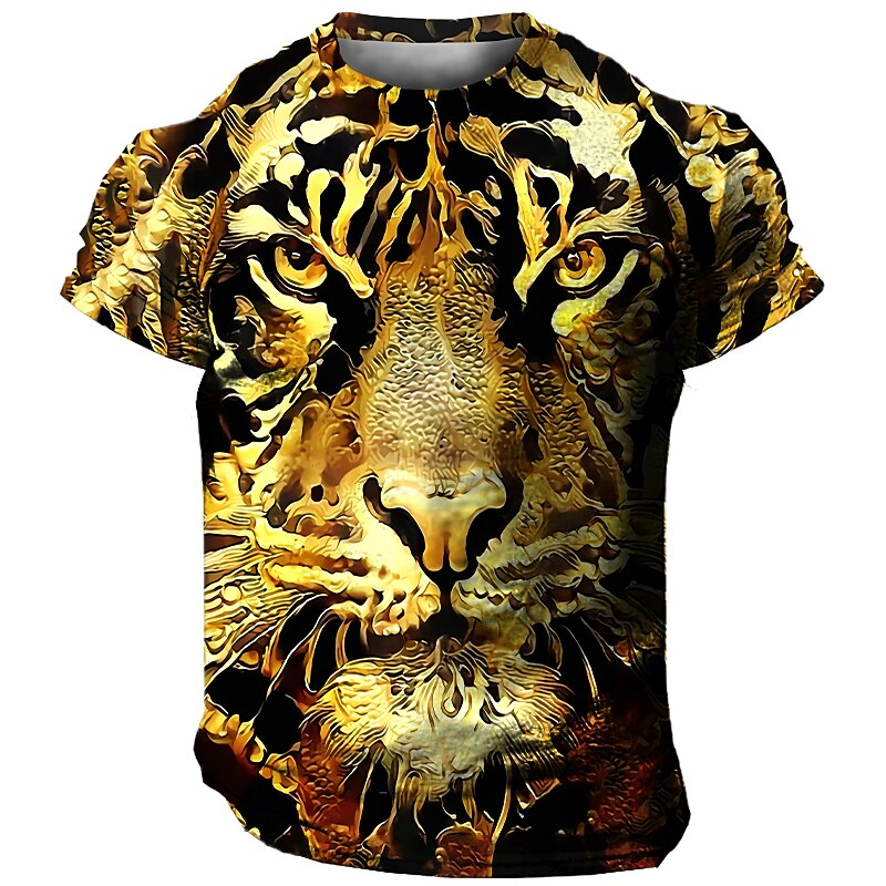 Men's Graphic Animal Tiger Crew Neck 3D Print Short Sleeve Vintage T-shirt 