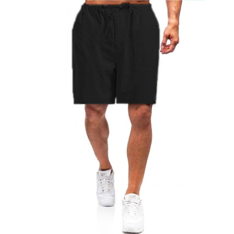 Men's  Linen Drawstring Elastic Waist Plain Shorts
