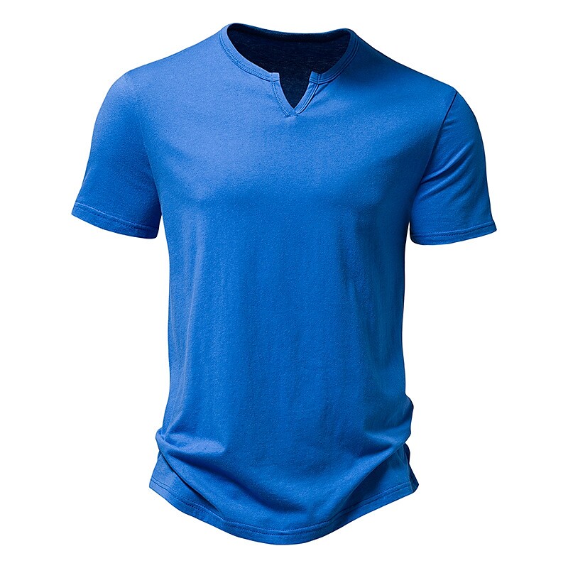 Men's Plain V Neck Short Sleeves Basic T-shirt 