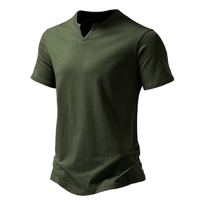 Men's Plain V Neck Short Sleeves Basic T-shirt 