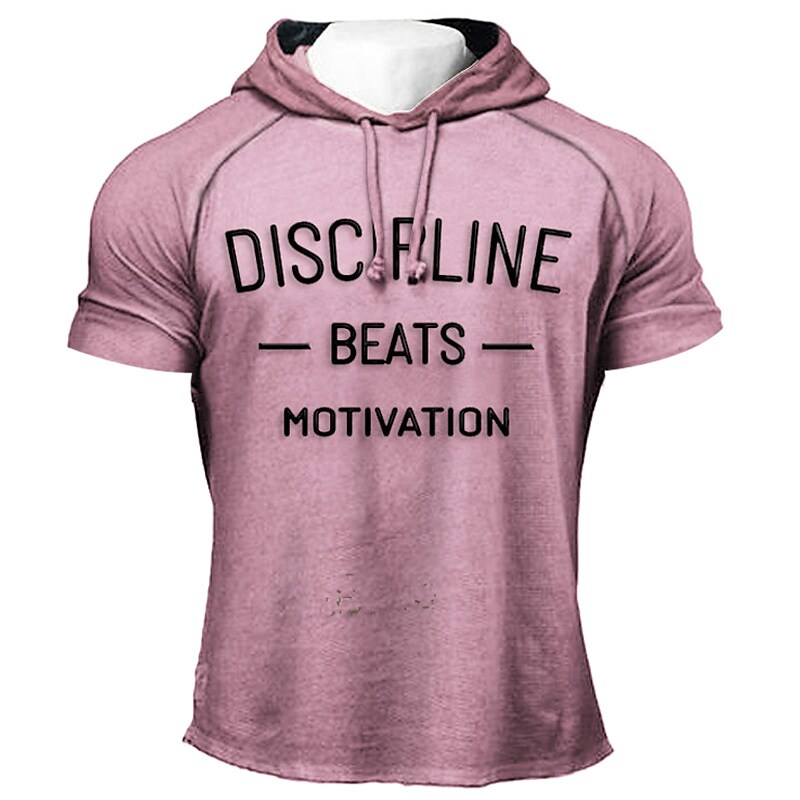 Men's Casual Short Sleeve Sweatshirt Letter Hooded