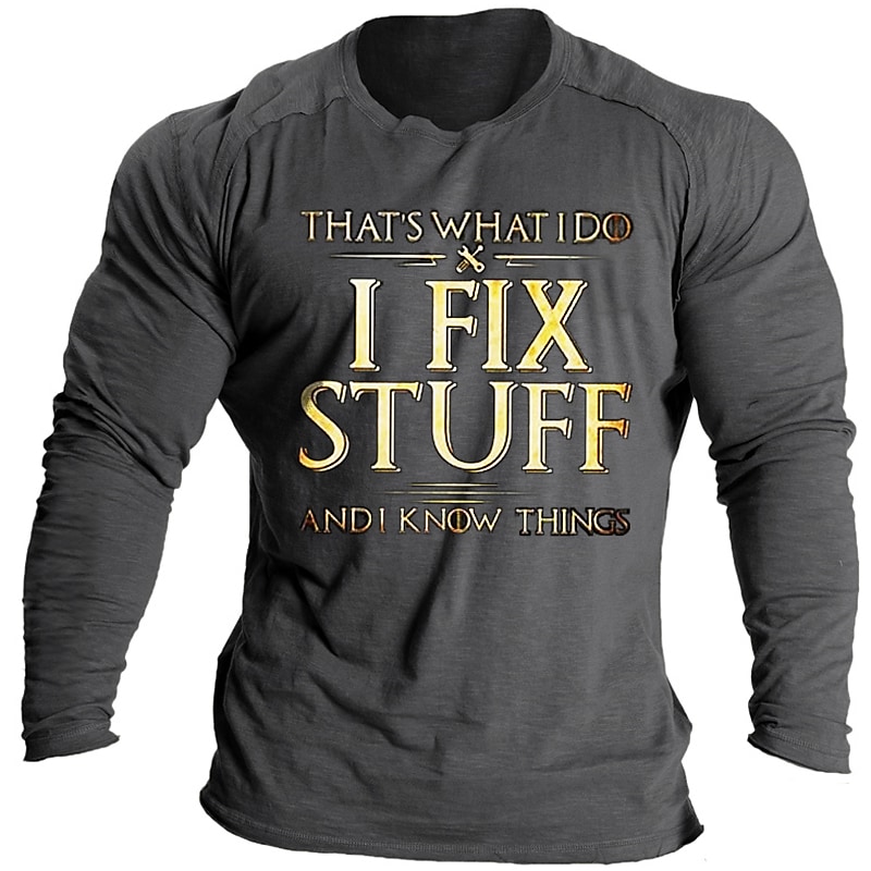 Men's T shirt Tee Letter Crew Neck Black Blue Green Gray Casual Daily 