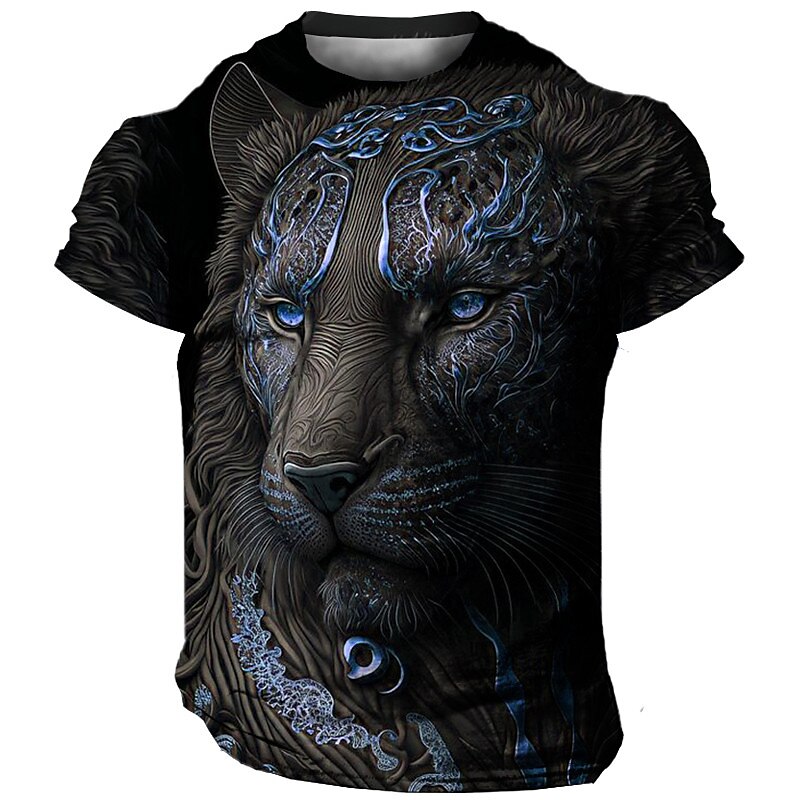 Men's Graphic Animal Tiger Crew Neck 3D Print Short Sleeve Vintage T-shirt 