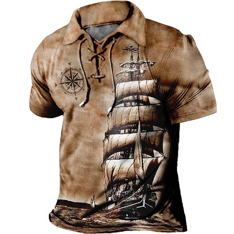 Men's Outdoor Golf Street Fashion Comfortable Breathable Lapel Soft Prints Short Sleeve Polo Shirt