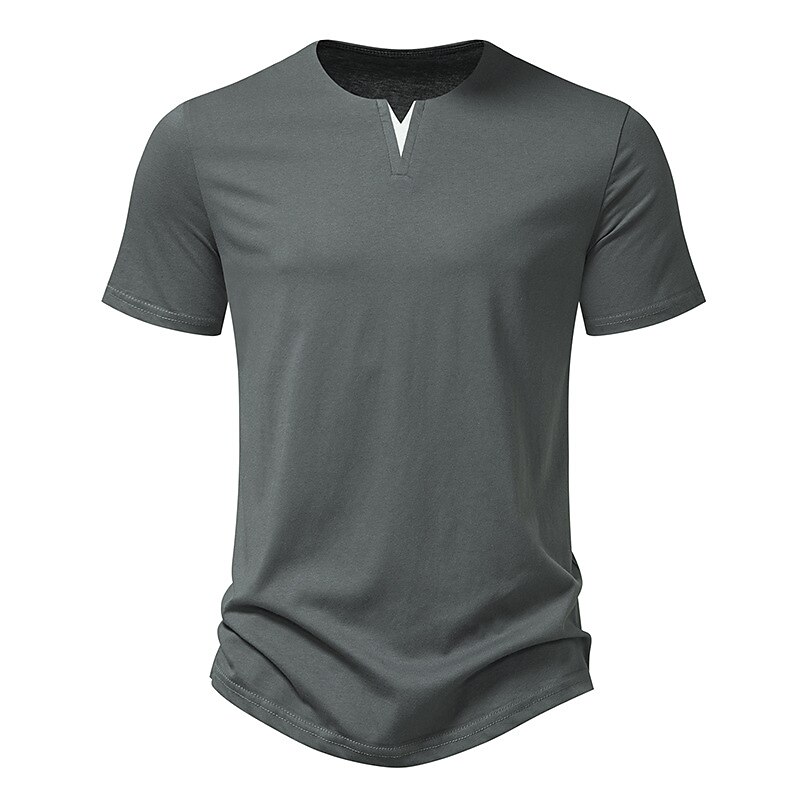 Men's T shirt Tee Plain V Neck Vacation Going out Short Sleeves Clothing Apparel Fashion Basic Casual