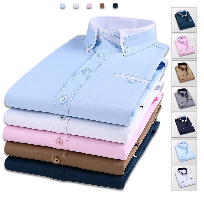 Men's Outdoor Wedding Work Casual Breathable Comfortable Button Light Plain Long Sleeve Shirt