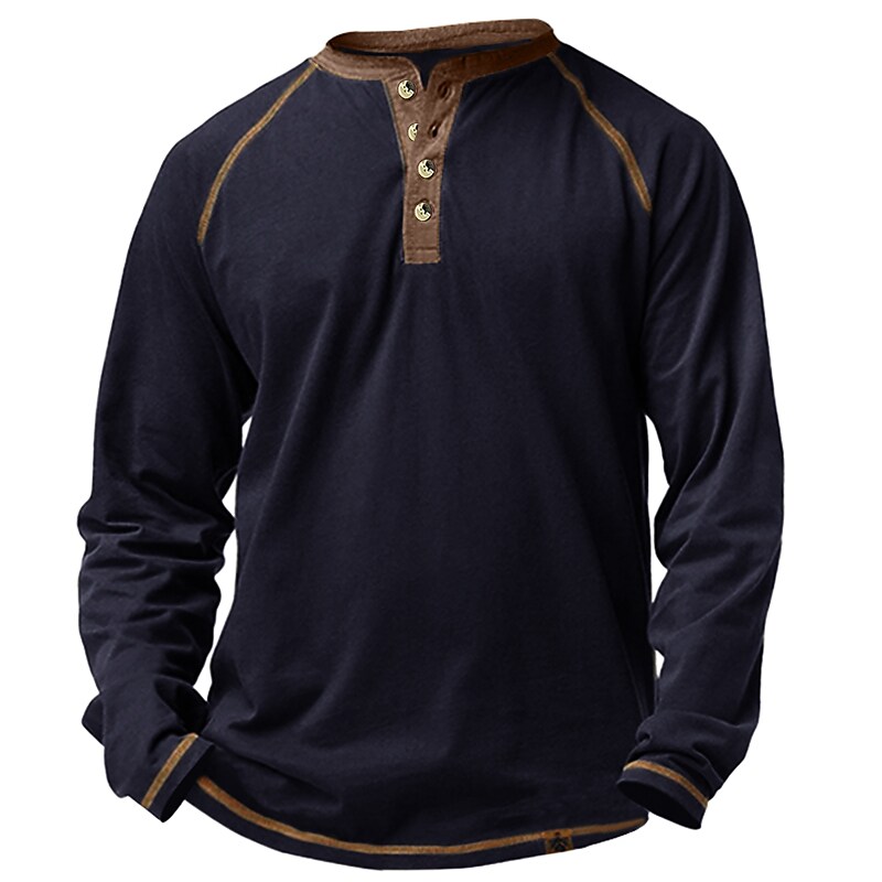 Men henry men's t-shirt long-sleeved european and american round neck 