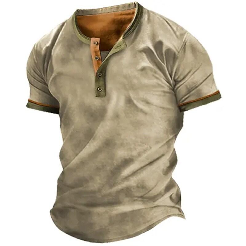 Men's Plain  Basic Short Sleeves Henley Shirt