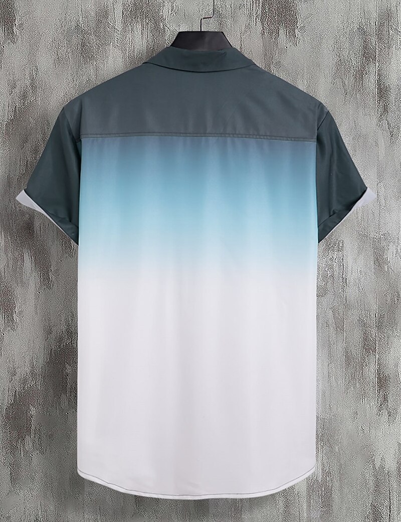 Men's Shirt Button Up Shirt Casual Shirt Summer Shirt Beach Shirt Yellow Pink Navy Blue Blue Orange Short Sleeve Gradient Lapel Daily Vacation Clothing Apparel Fashion Casual Comfortable