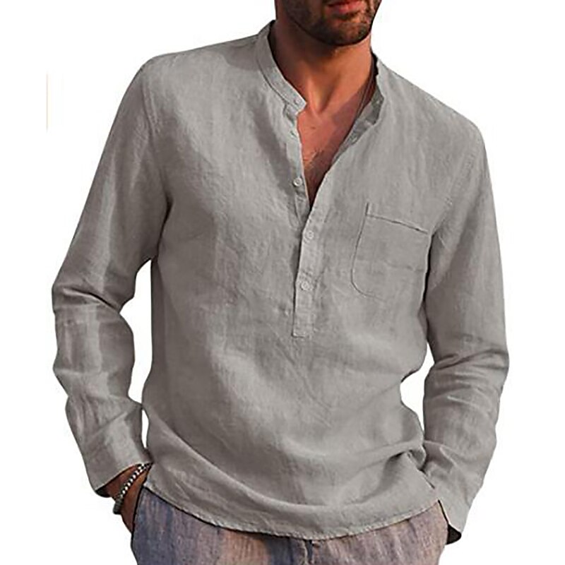 Men's cotton and linen light and comfortable shirt
