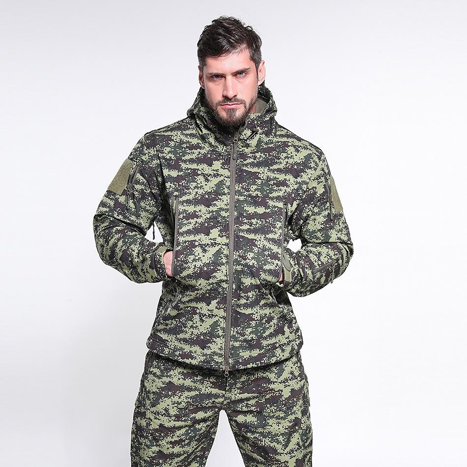 men's fleece waterproof overalls wholesale riding mountaineering soft shell camouflage clothing tactical outdoor camouflage jacket