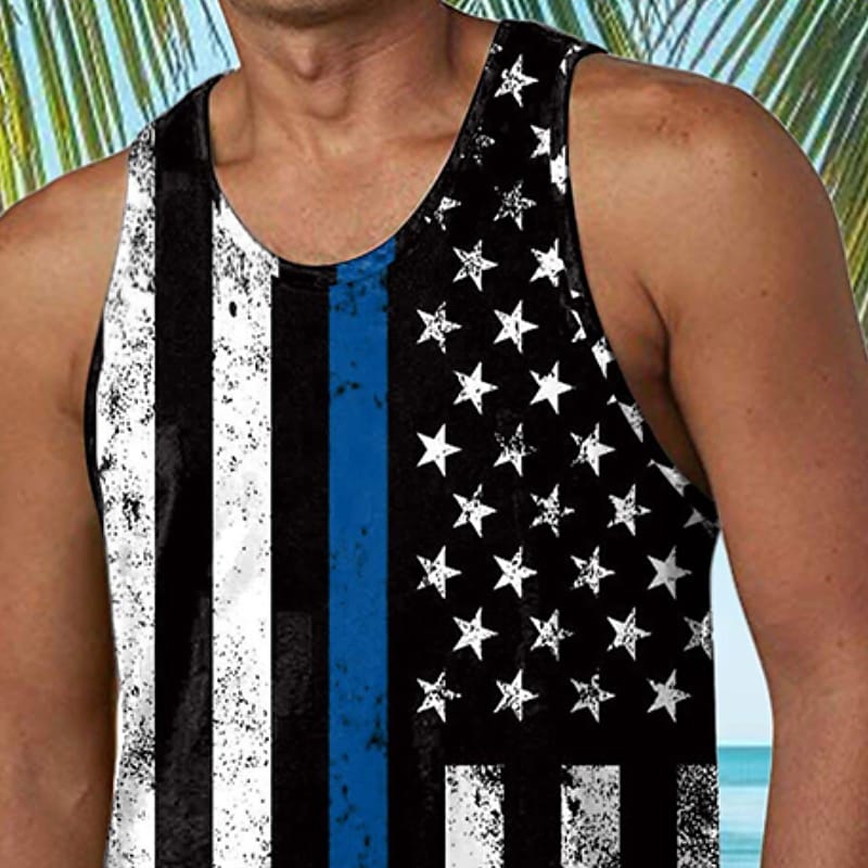 Men's National Flag Crew Sleeveless Print Undershirt 