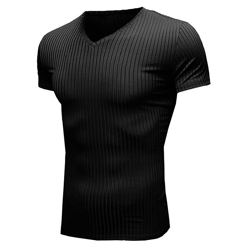 Men's Plain V Neck  Muscle Short Sleeves T-shirt 