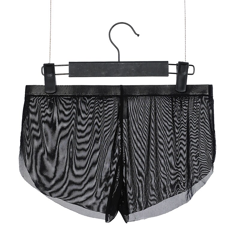 Men's Mesh Sexy Pure Color Stretchy Low   Boxers Underwear 