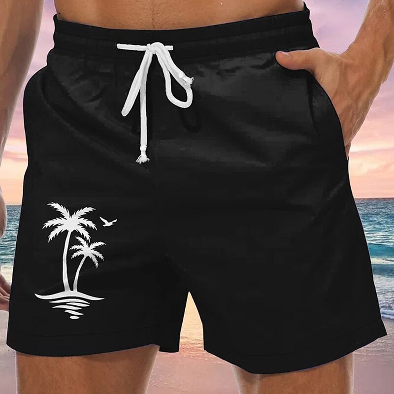 Men's Beach Drawstring with Mesh lining Elastic Waist  Quick Dry Swim Shorts