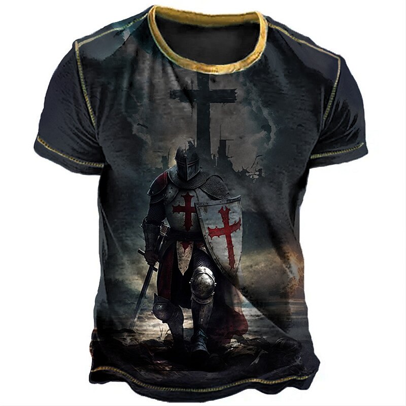 Men's T shirt Tee Graphic Knights Templar Crew Neck Clothing Apparel 3