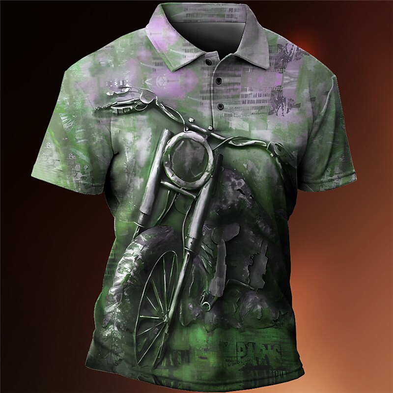 Men's Outdoor Vintage Sport Street Comfortable Wear Resistant Breathable Letter Print Lapel Short Sleeve Polo Shirt
