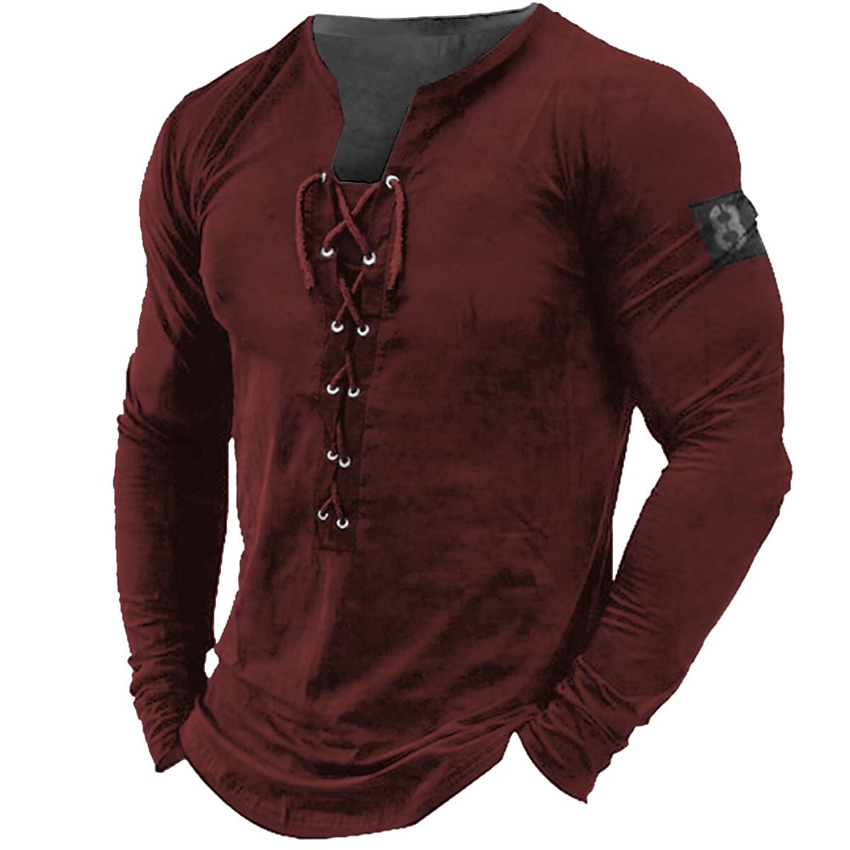 Men's T shirt Tee Tee Graphic Collar Black Purple Wine Army Green Light Brown 3D Print Outdoor Daily Long Sleeve Lace up Print Clothing Apparel Basic Designer Casual Classic