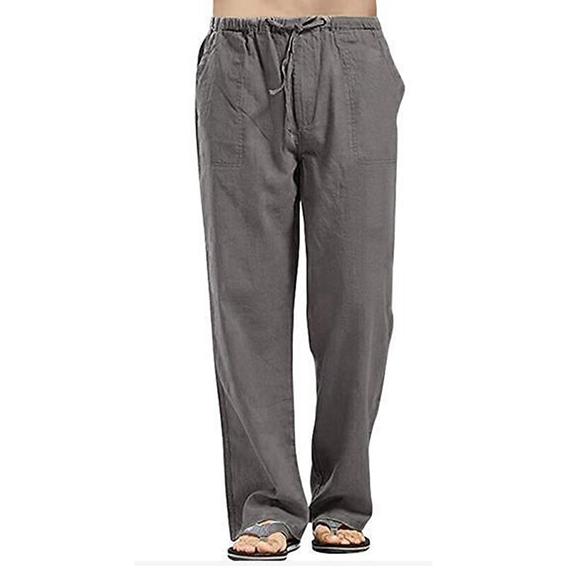 Men's cotton and linen light and comfortable trousers