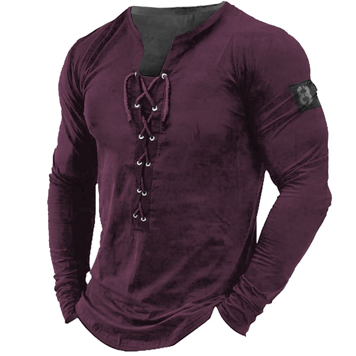 Men's T shirt Tee Tee Graphic Collar Black Purple Wine Army Green Light Brown 3D Print Outdoor Daily Long Sleeve Lace up Print Clothing Apparel Basic Designer Casual Classic